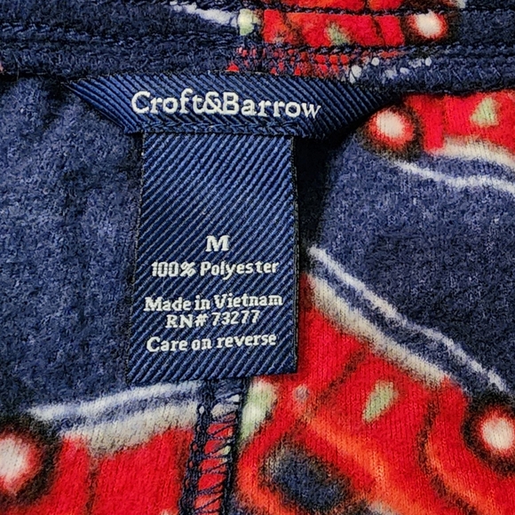 Croft and Barrow Plush Fleece Pajama Pants Red Farmhouse Trucks Men’s Size M - Picture 7 of 8